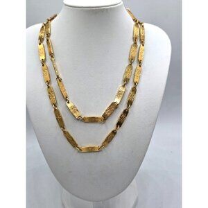 Vintage Gold-Tone Textured Double Strand Necklace
